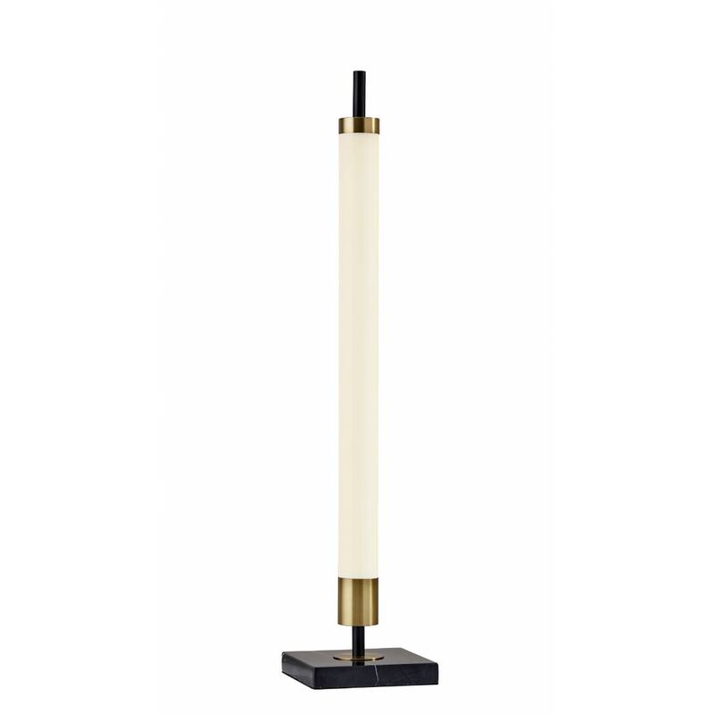 Black Metal LED Table Lamp with White Glass Drum Shade and Touch Dimmer - 6” x 6” x 30” (D x W x H) - Black-White