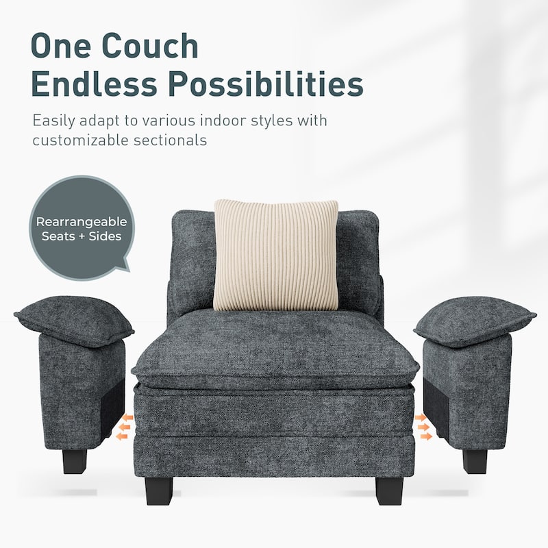 MAISON ARTS 2-Piece Chenille & Corduroy Sofa Set, Comfy 3/4/5-Seater Modular Loveseat & Armchair with Throw Pillows