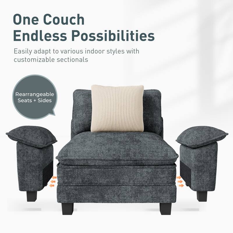 MAISON ARTS Chenille & Corduroy Modular Sectional Sofa Set, Comfy 5/6/7-Seat Living Room Couch with 3-Seater or Loveseat