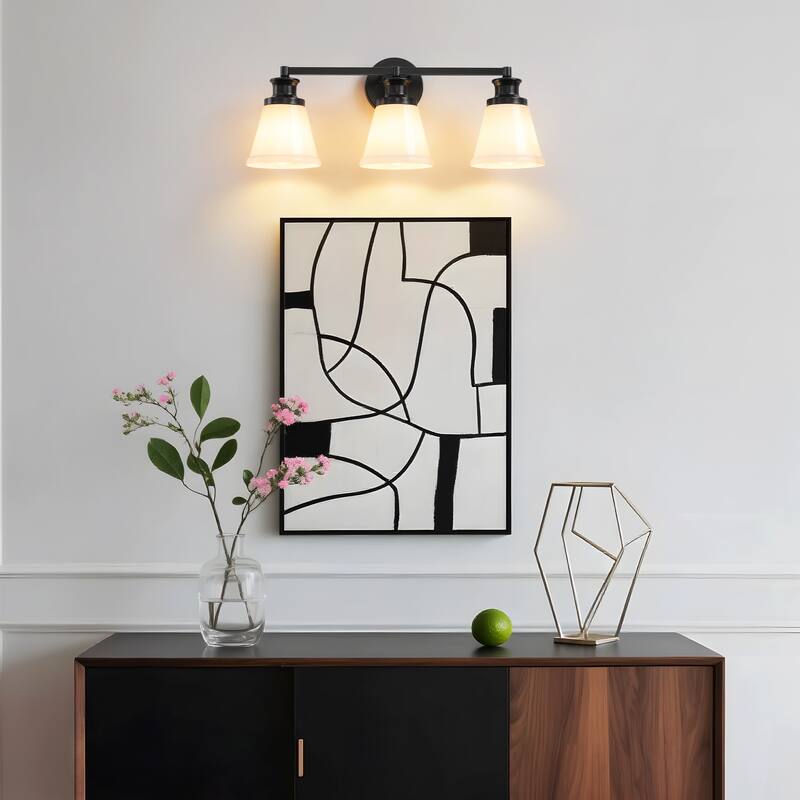 Modern Vanity Lights 3/4 Light Bathroom Dimmable Light Fixture Wall Sconce with Glass Shades