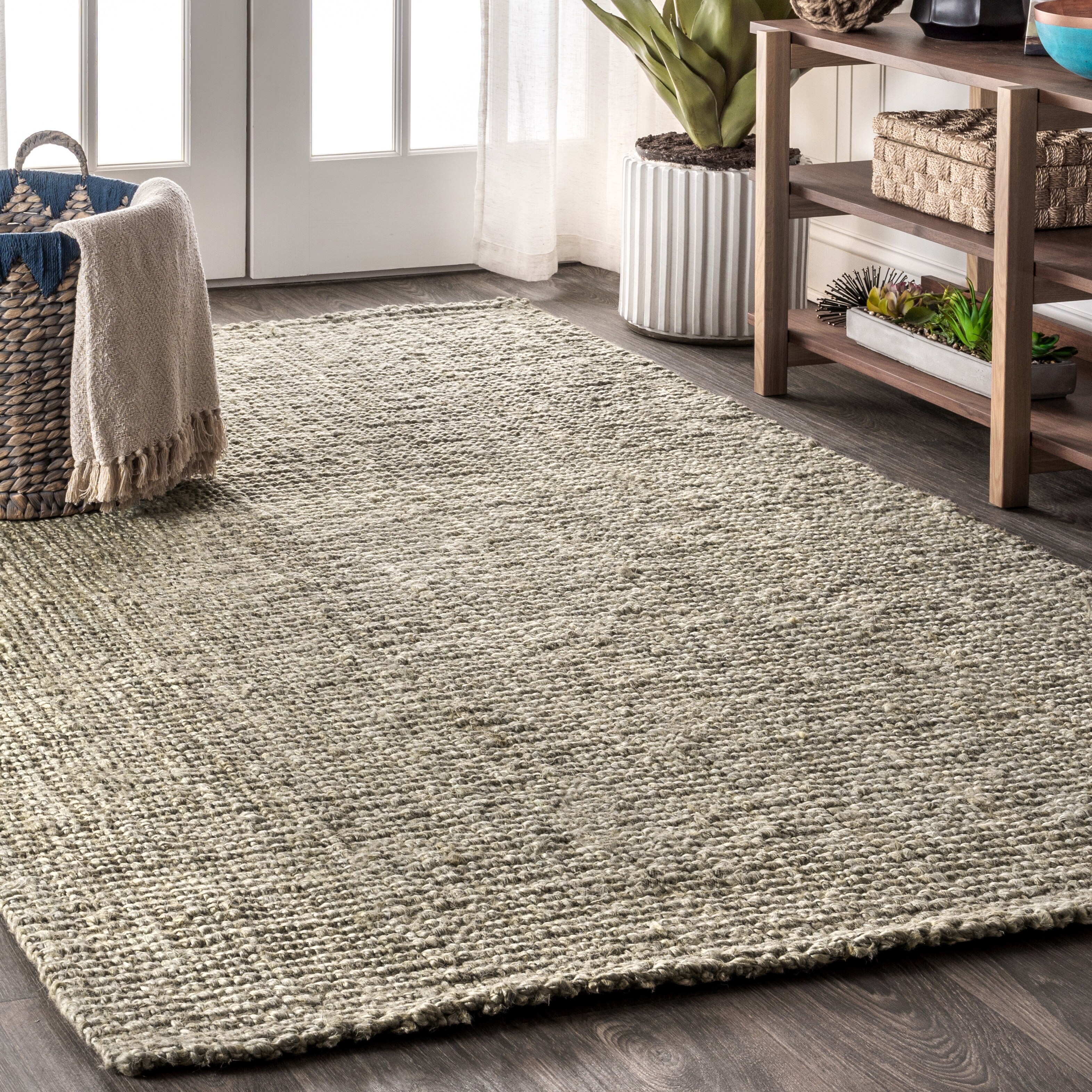 Hand Woven Gold Jute Rug 5' x 8' Feet Acura Rugs Natural Jute Collection Area Rug 60W x 96L