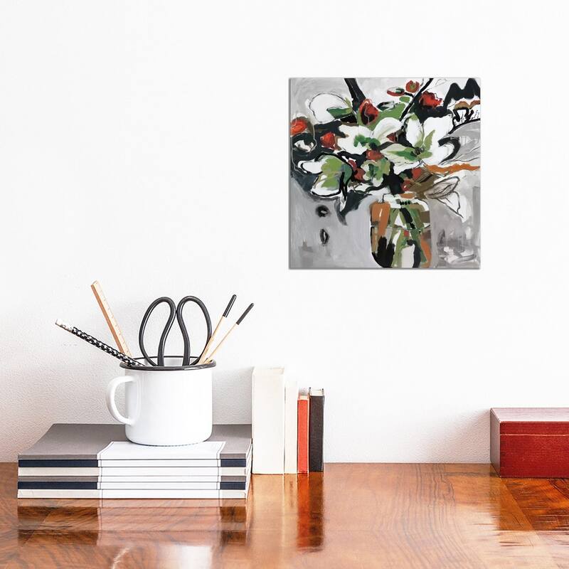 iCanvas "Blooms Of Smokey Grey" by Angela Maritz Canvas Print - 12x12x1.5
