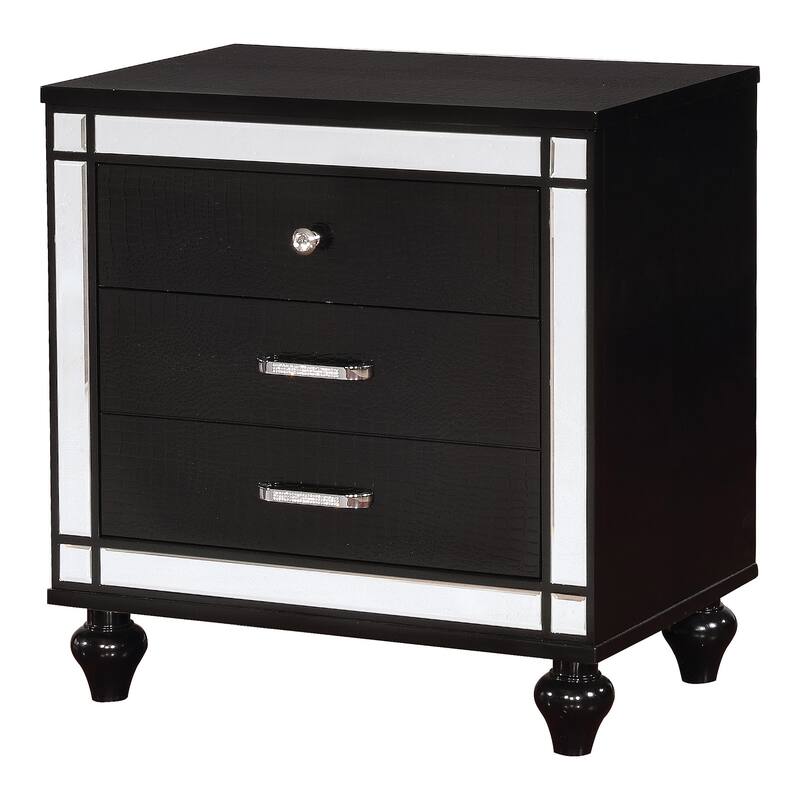 Derc Glam Solid Wood 3-Drawer Nightstand by Furniture of America