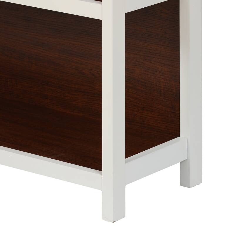 4-Shelf 59.5" H x 31.38" W Cherry and White Manufactured Wood Bookcase - 59.5" H x 35.38" W x 11.8" D