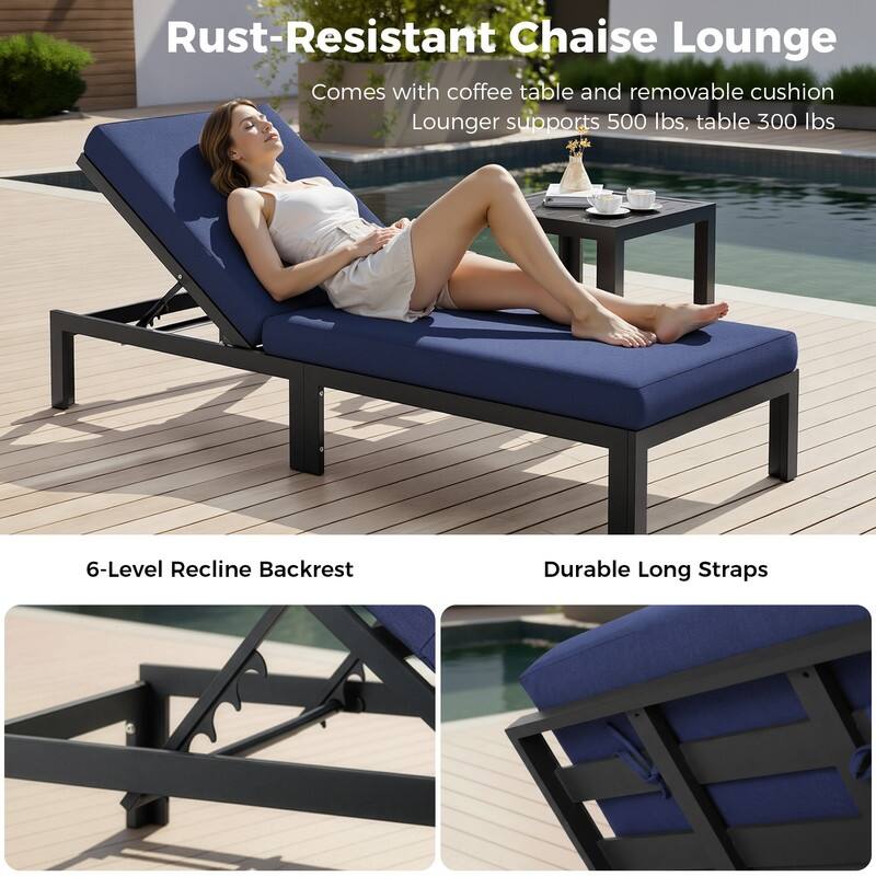 11-Piece Luxury Aluminum Outdoor Furniture Set with Chaise Lounge & Fire Pit Table, 29" Deep Seating Aluminum Patio Sectional