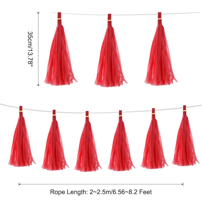 15Pcs Tassel Garland Banner with Rope - Red