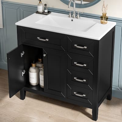 Roomfitters 36" Bathroom Vanity with Sink Combo Cabinet with Drawers Solid Frame and MDF Board One Package