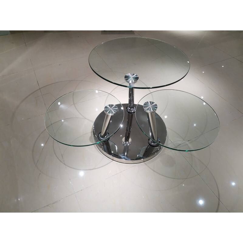 Motion Coffee Table with clear glass top & chrome base