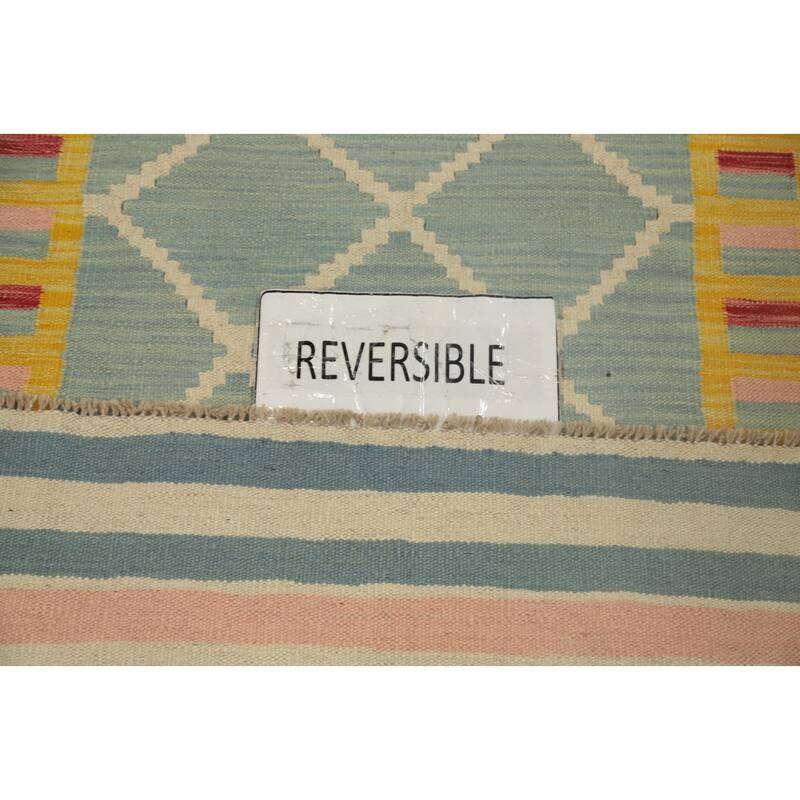 Hand Woven Oriental 100% Wool Carpet Southwestern Tribal Navy Blue & Blues Kilim Runner Rug - 8' 9'' X 2' 6''