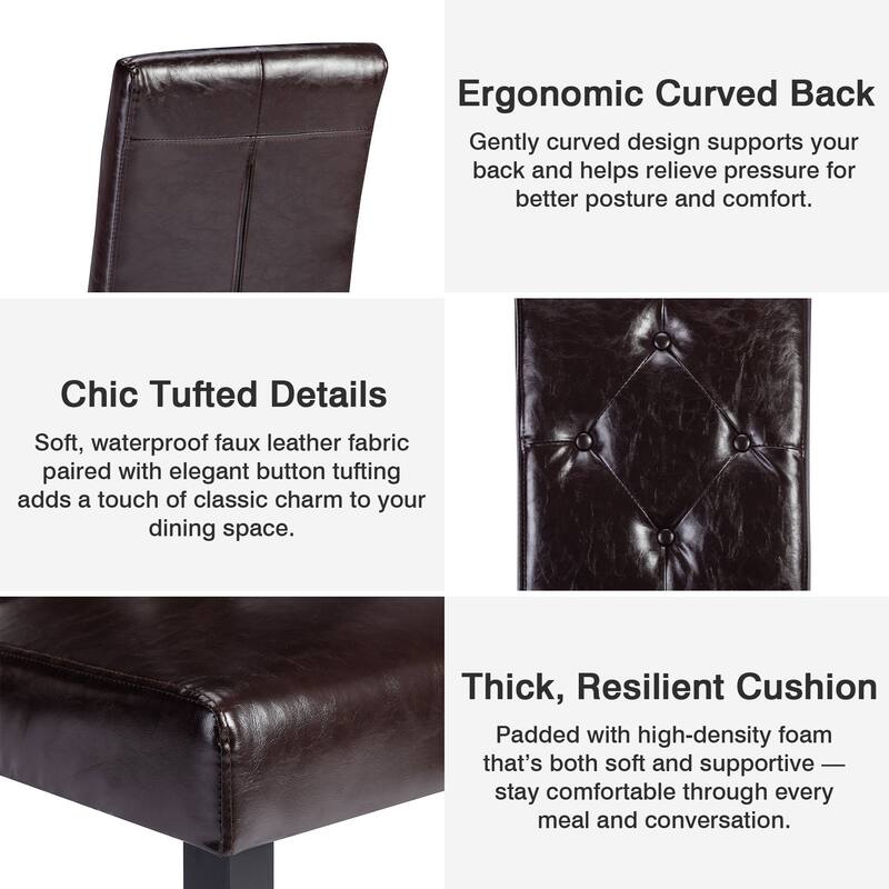 Javlergo Upholstered Dining Chairs Set of 4, Fabric or Faux Leather Dining Room Chair with Metal Legs