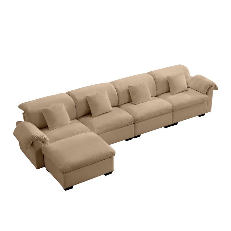 Large L-Shaped Deep Seat Modular Sofa with Storage Seats & 1 Storage Ottomans