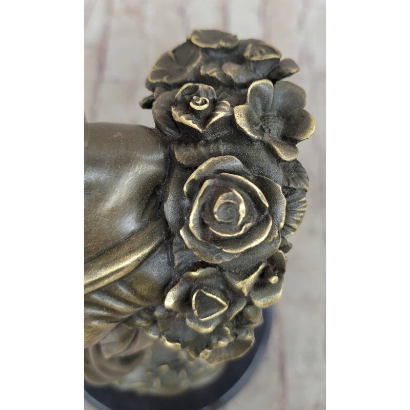 Young Woman Holding Basket Of Flowers - Art Deco Nouveau Bronze Sculpture By Milo