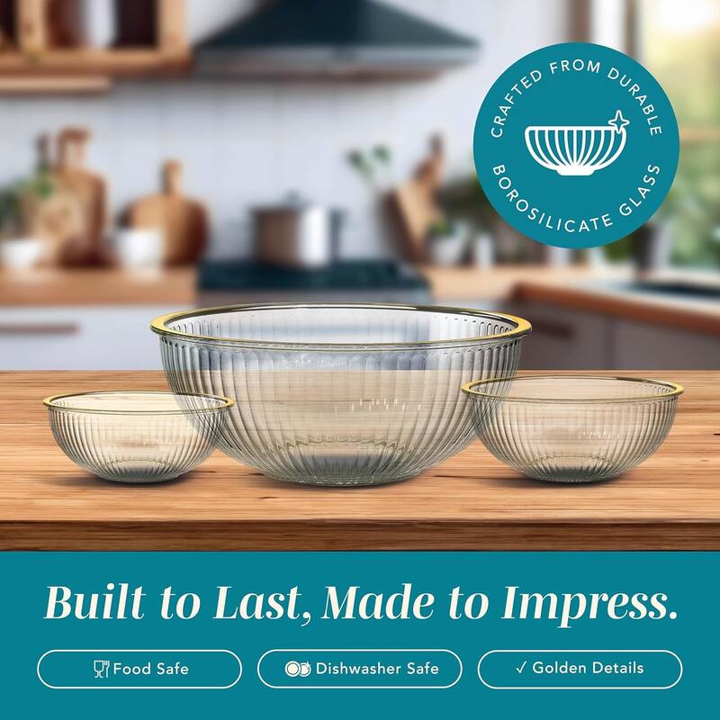 COOK WITH COLOR 12 Pc Glass Nesting Mixing Bowl Set with Lids for Cooking and Prep