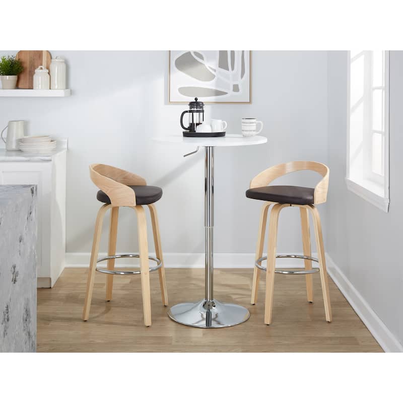 Carson Carrington Stavanger 30" Fixed-Height Bar Stool with Bent Wood Legs & Round Footrest (Set of 2)