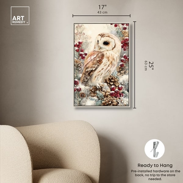 dimension image slide 6 of 24, Christmas Forest Owl III Wall Decor Canvas Print by Art Remedy