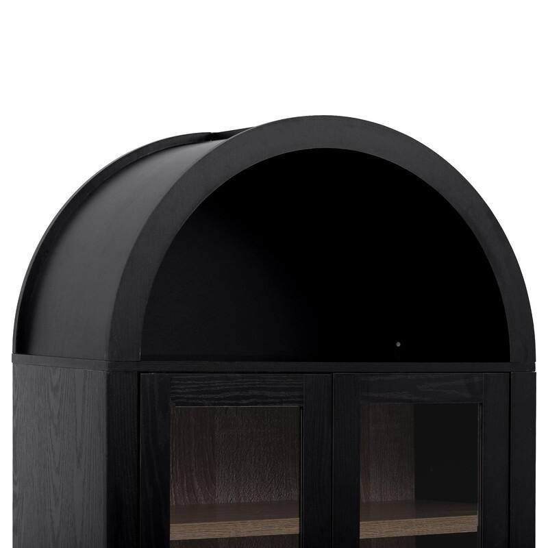 Farmhouse 71" Tall Arched Kitchen Pantry Cabinet with 2 Large Drawers, Modern Kitchen Storage Cabinets with Adjustable Shelves