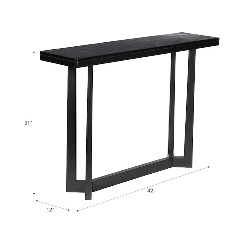 Mango Wood Stone Console Table Sleek Modern Design - 31" Black - 42" x 12" x 31"