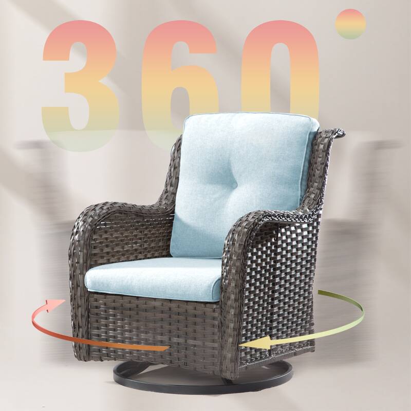 Cozywor 3-Piece Wicker Patio Swivel Outdoor Rocking Chair Set