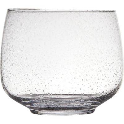 Soda Bubbles Recycled Glass Vase with Flat Base - 8.5" - Clear