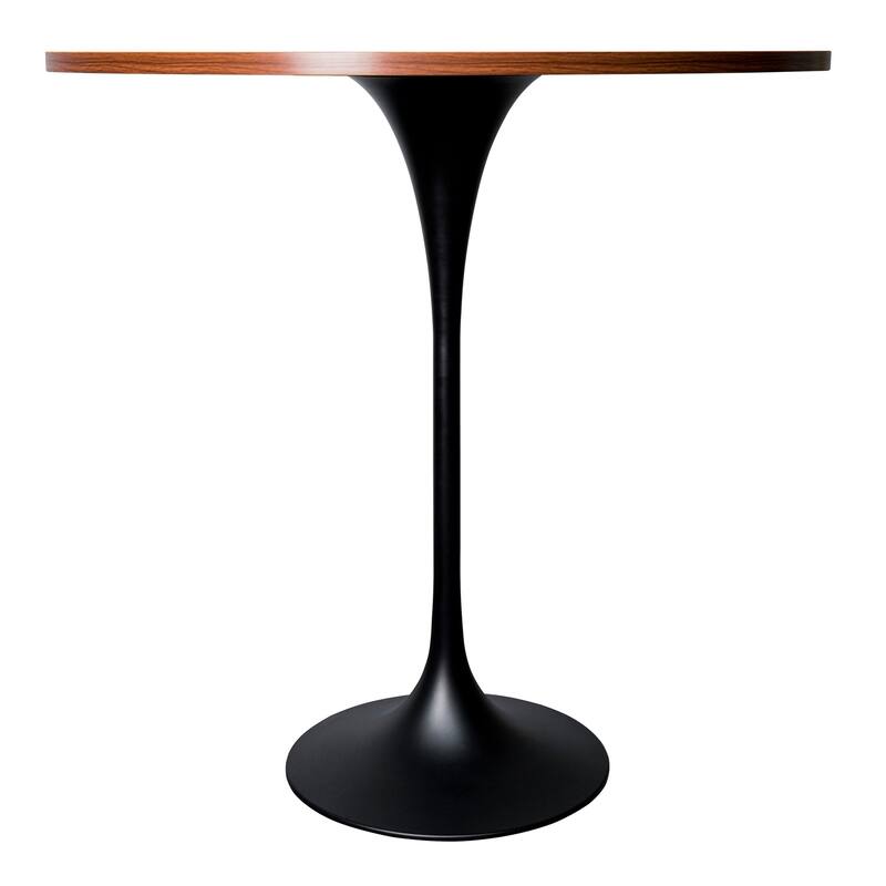 LeisureMod Verve 48" Round Dining Table with MDF Wood TableTop and Black Steel Base for Kitchen & Dining Room