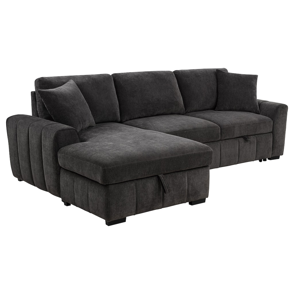 Pastrana Upholstered Sleeper Sectional Sofa LAF Chaise Grey