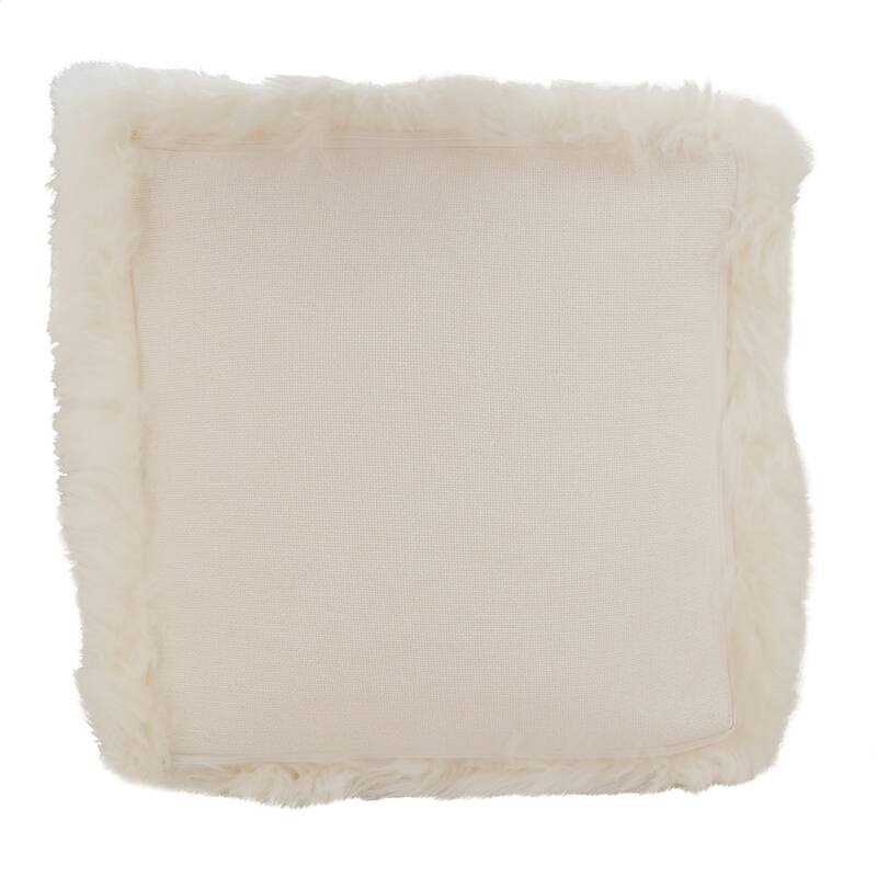 Cozy and Stylish Lamb Fur Accent Linen Pouf