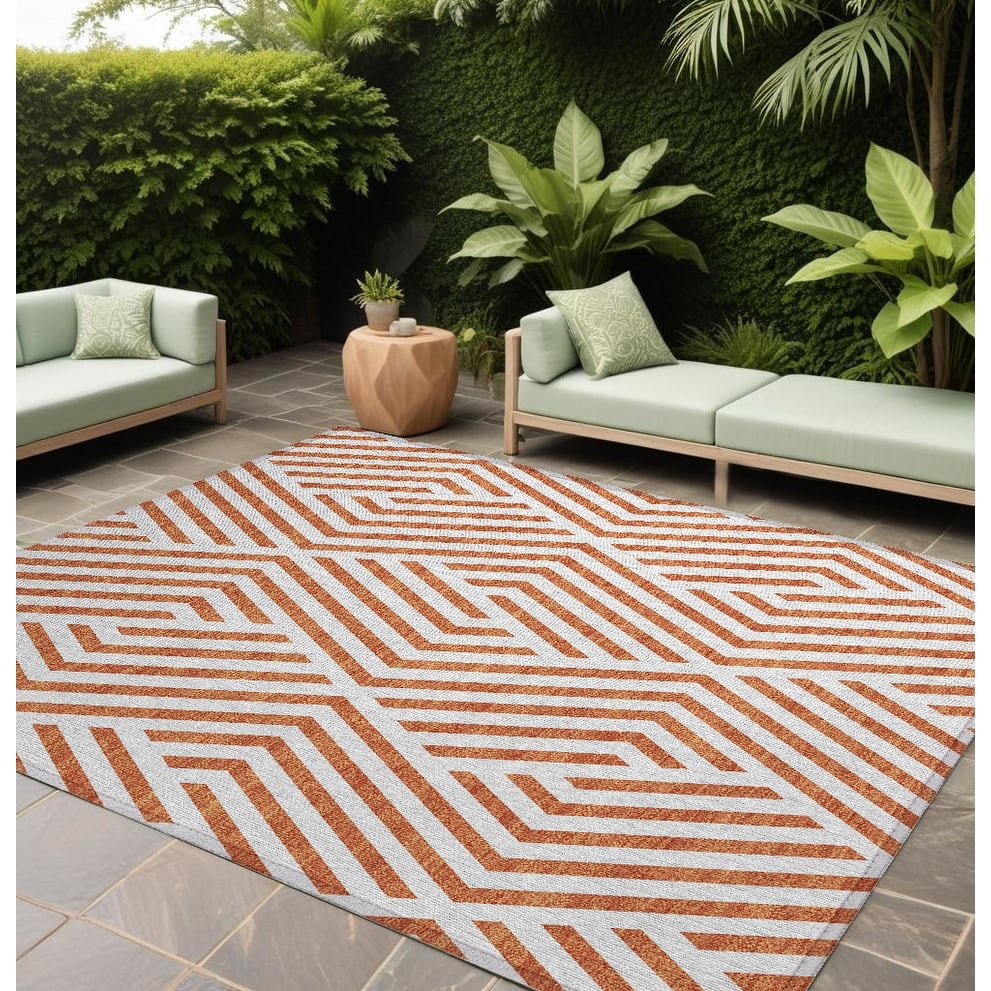 Mave Abstract Shapes Weather Resistant Classic Meets Modern Outdoor Rug