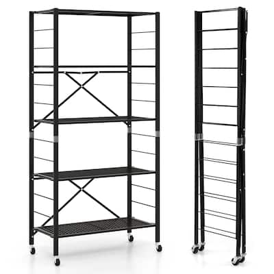 5-Tier Adjustable Shelves with Wheels for Garage Kitchen Balcony - 30" x 13.5" x 60"