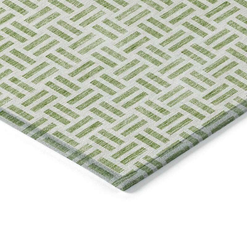 Machine Washable Indoor/ Outdoor Contemporary Basketweave Chantille Rug