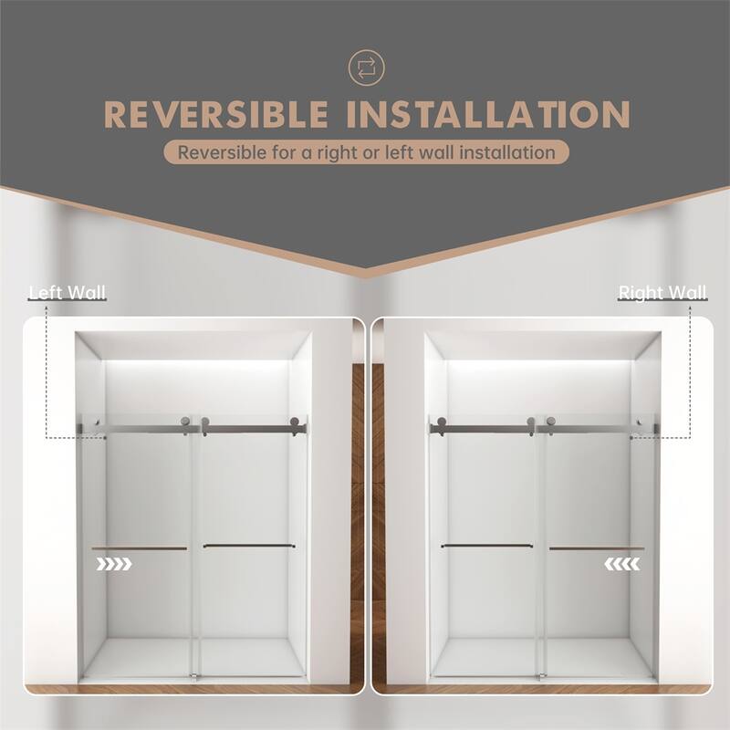 56"-60"W x 76"H Frameless Shower Door,Double Sliding Shower Door