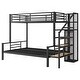 preview thumbnail 10 of 10, Black Metal Frame Twin/Full Platform Beds, Storage Stairway Bunk Bed with Wardrobe