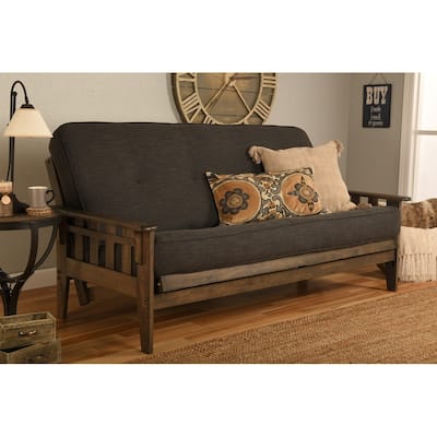 Somette Tucson Full-size Rustic Walnut Futon Set with Mattress