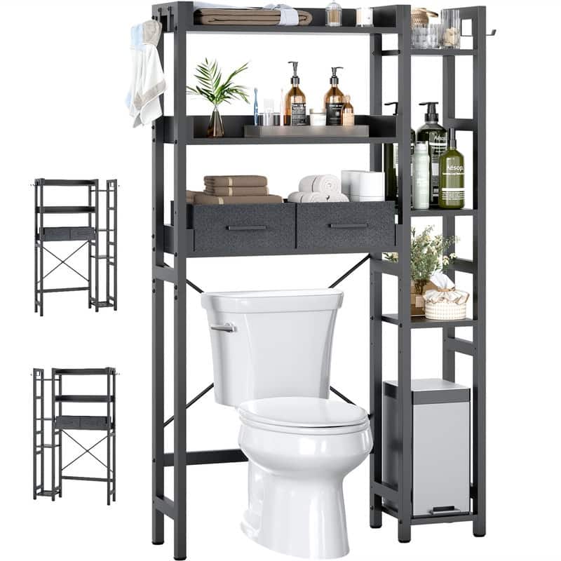 Over The Toilet Storage Cabinet - 9.4"D x 31.1"W x 63.4"H - Black