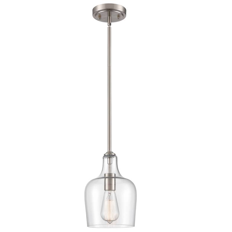 Rieti Modern Rod-Hung Pendant Light w/ Clear Glass Shade, 1-Light