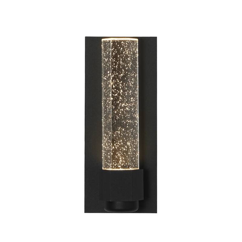 1-Light Bubble Crystal Linear Tube Dimmable LED Vanity Wall Lamp - Black