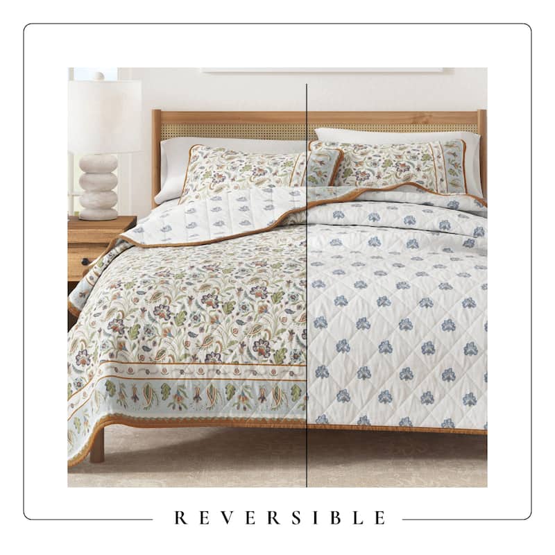Linery & Co. Boho Floral Cotton Quilt and Sham Set