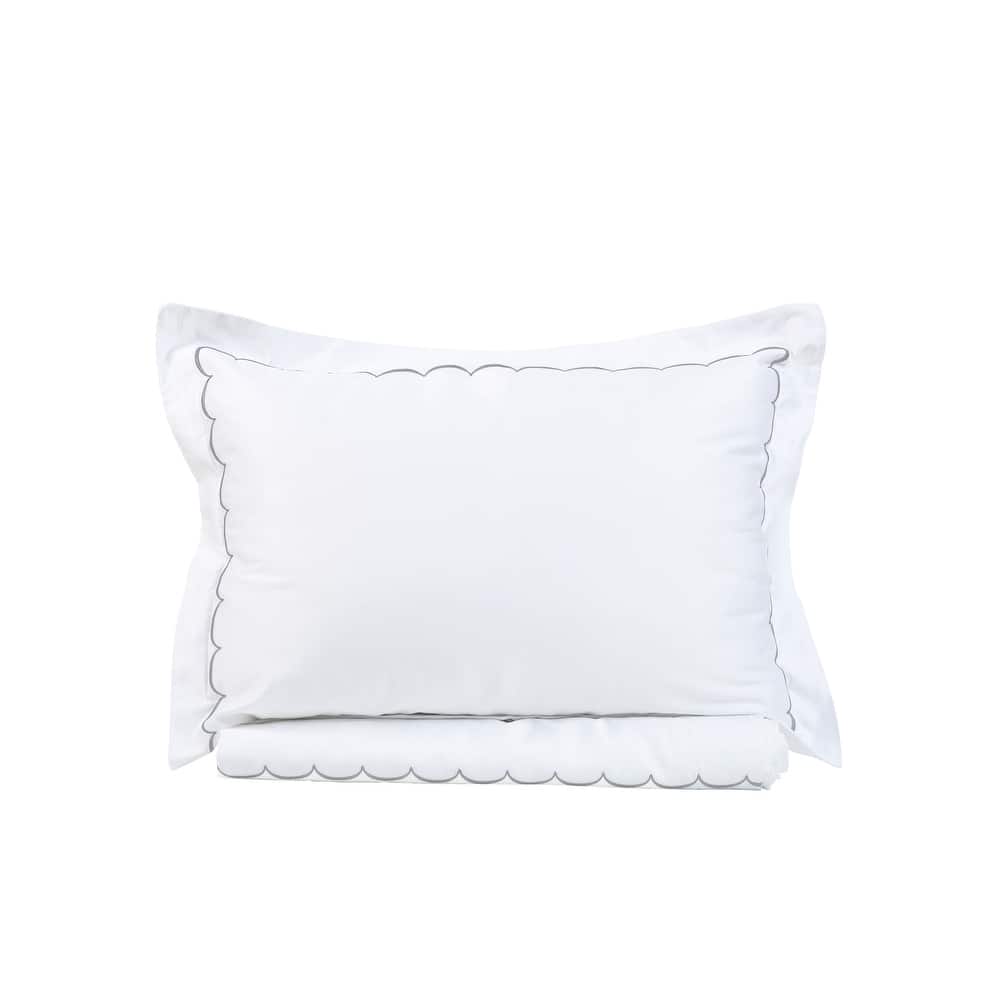 Home Sweet Home Collection 600TC Cotton Scallop Embroidery Duvet Set - 4 Color