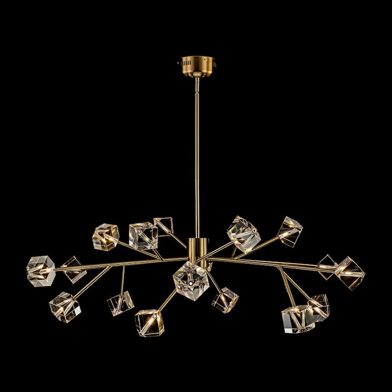 18-Light Modern Glam Luxury Sputnik Linear Cluster Crystal Chandelier for Dining Room/Living Room