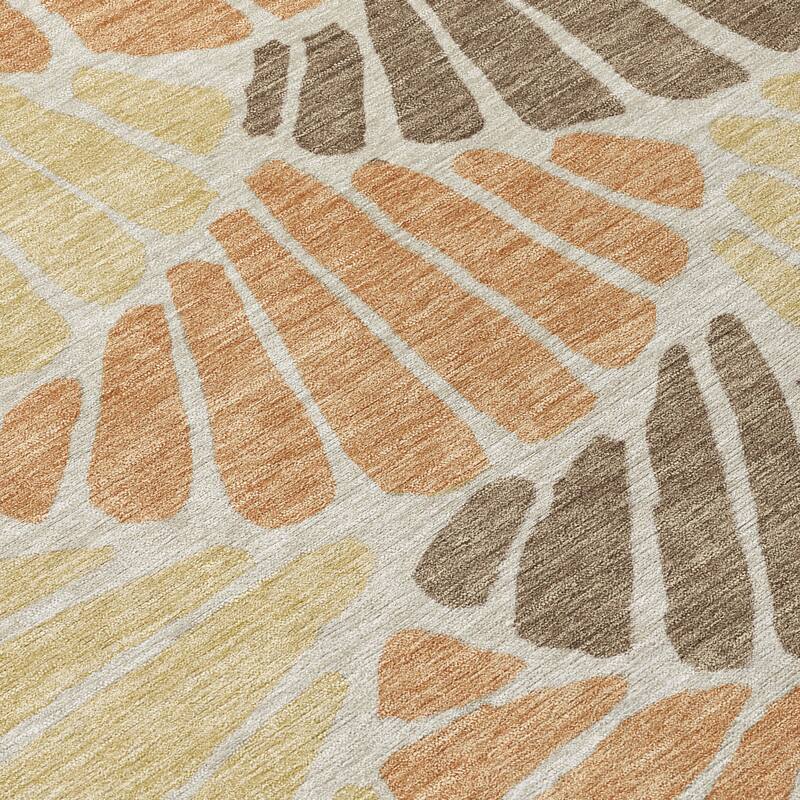 Machine Washable Indoor/ Outdoor Floral Modern Chantille Rug