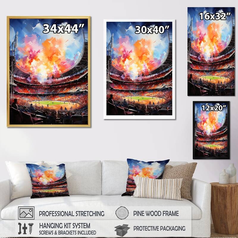 Designart "Sport Stadium In Spotlight II" Stadiums Canvas Wall Art