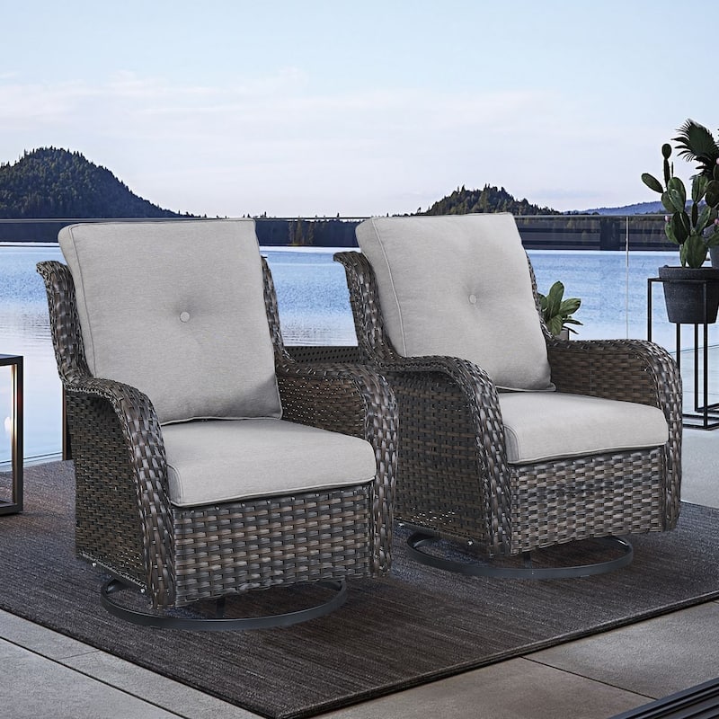 Outdoor Swivel Rocker Patio Chairs with Table Set of 2