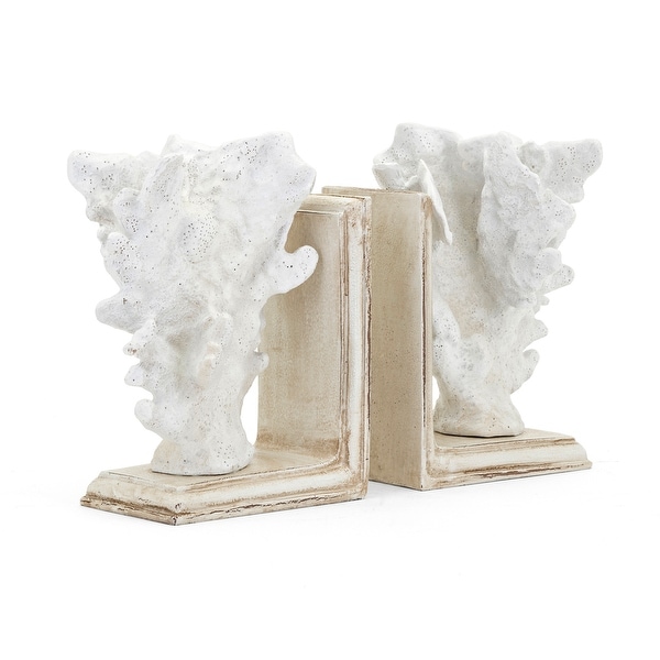 IMAX Home 10035-2 Coral Bookends - Set of 2 - White