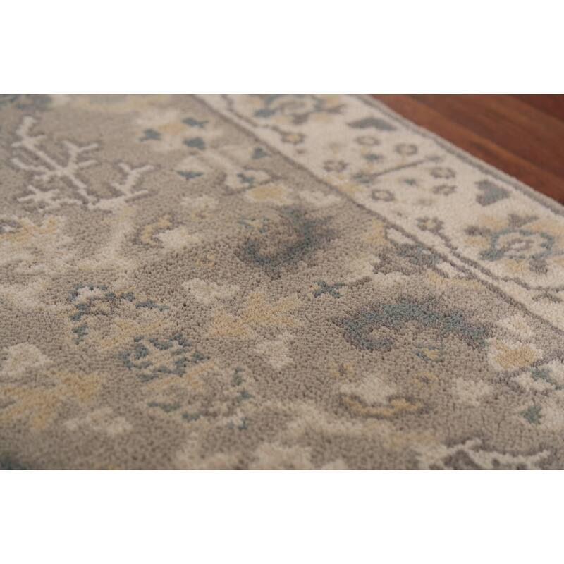 Earth Tone Oushak Indian Runner Rug Hand-Knotted Wool Carpet - 2'7" x 10'0"