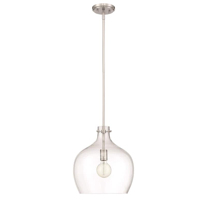 Millennium Lighting 50" Metal 1 Light Pendant Fixture with Clear Glass Shade - Brushed Nickel