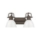 preview thumbnail 2 of 0, Yep by Golden Lighting Duncan 2-light Vanity in Rubbed Bronze and White shade