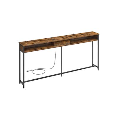 Charging Console Table with Outlets and USB Narrow Entryway Table for Hallway or Living Room