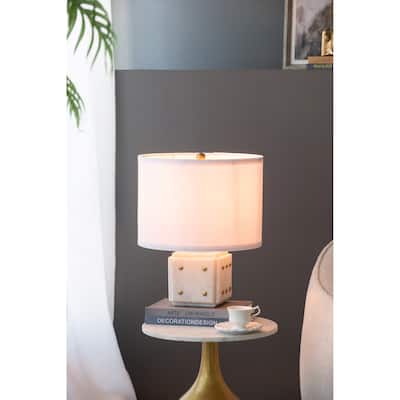A&B Home Table Lamp with Cube Marble Base & Gold Accents