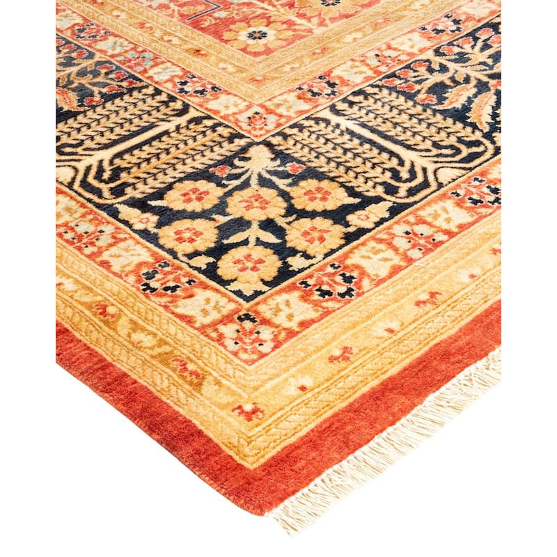 Overton Hand Knotted Wool Vintage Inspired Traditional Mogul Orange Area Rug - 9' 2" x 12' 0"