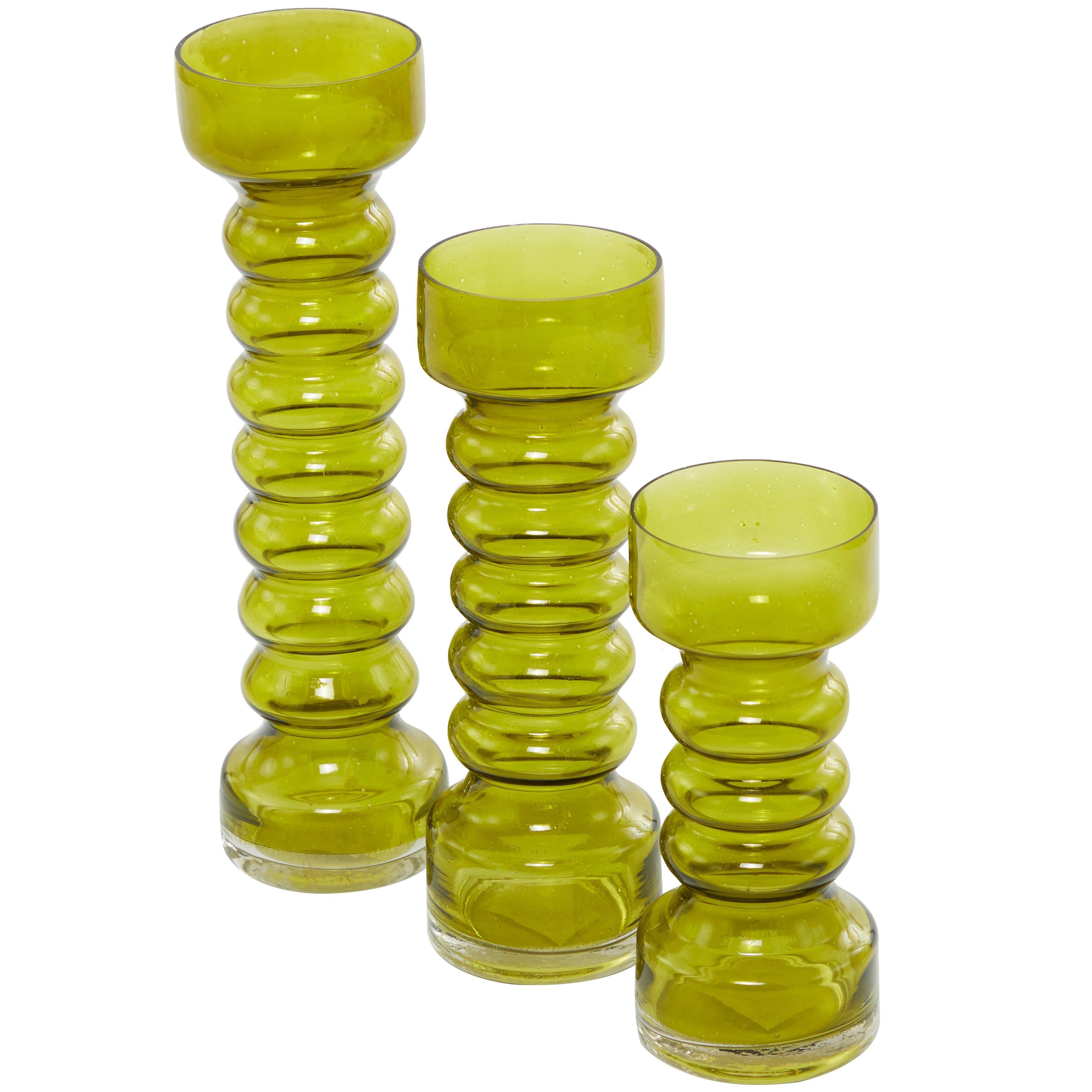 The Novogratz Ribbed Colored Glass Candle Holder (Set of 3) On Sale