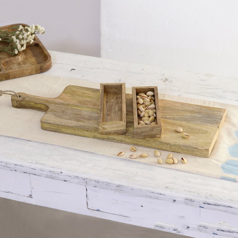 Novica Handmade Rustic Beauty Wood Serving Board And Trays (Set Of 3)